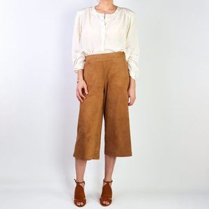 Cropped Vegan Suede Wide Leg Pants 29 Boho Cruelty-Free High Rise Relaxed Fit